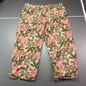 Pants Sag Harbor Sport, Tropical Leaves Floral Print Crop Women's Size 16/XL